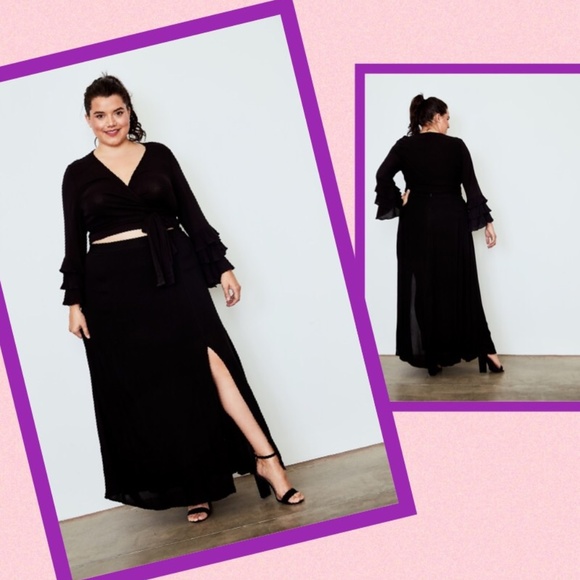 Soprano Dresses & Skirts - Black Side Split Maxi Length Skirt Plus Size 1X